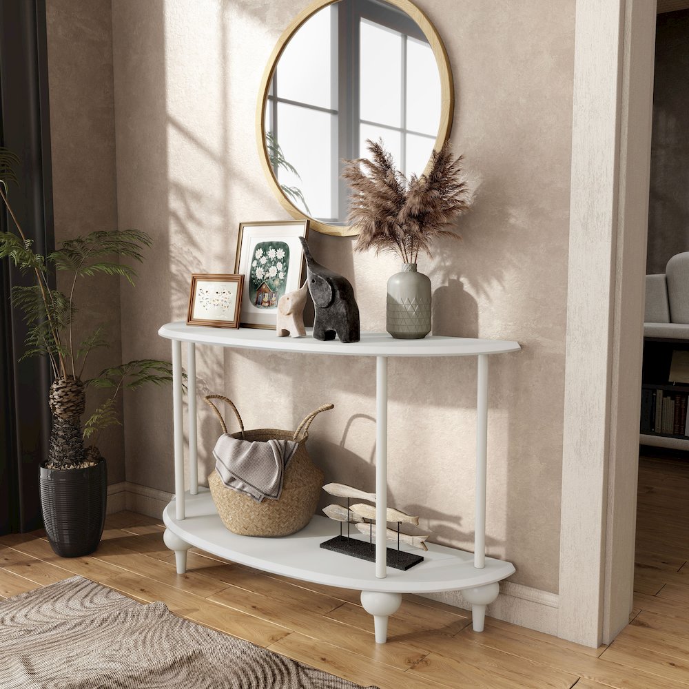 Soela Half Moon Composite Console Table with Shelf. Picture 5