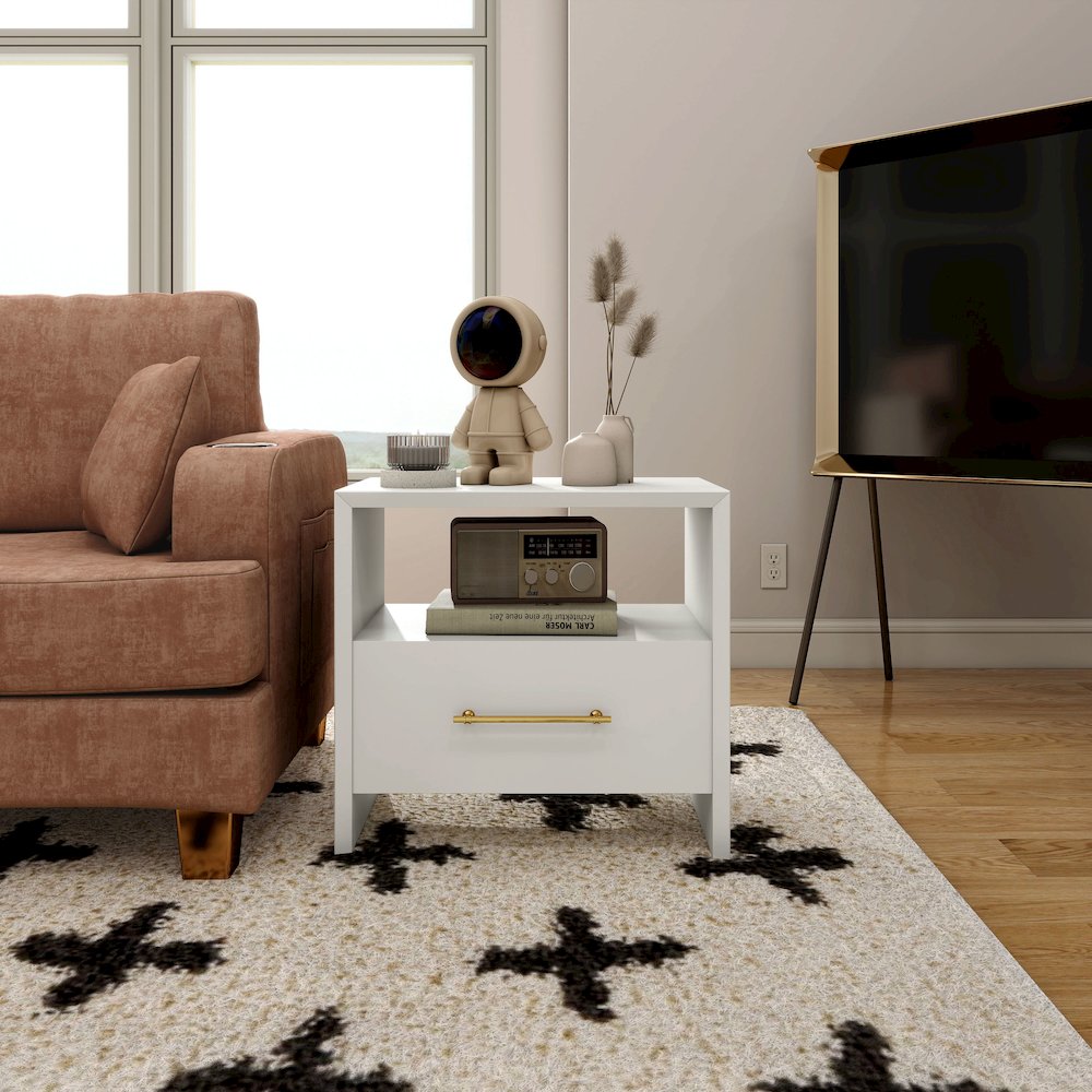 Elvora Modern Wood 1-Drawer and 1-Shelf End Table. Picture 4