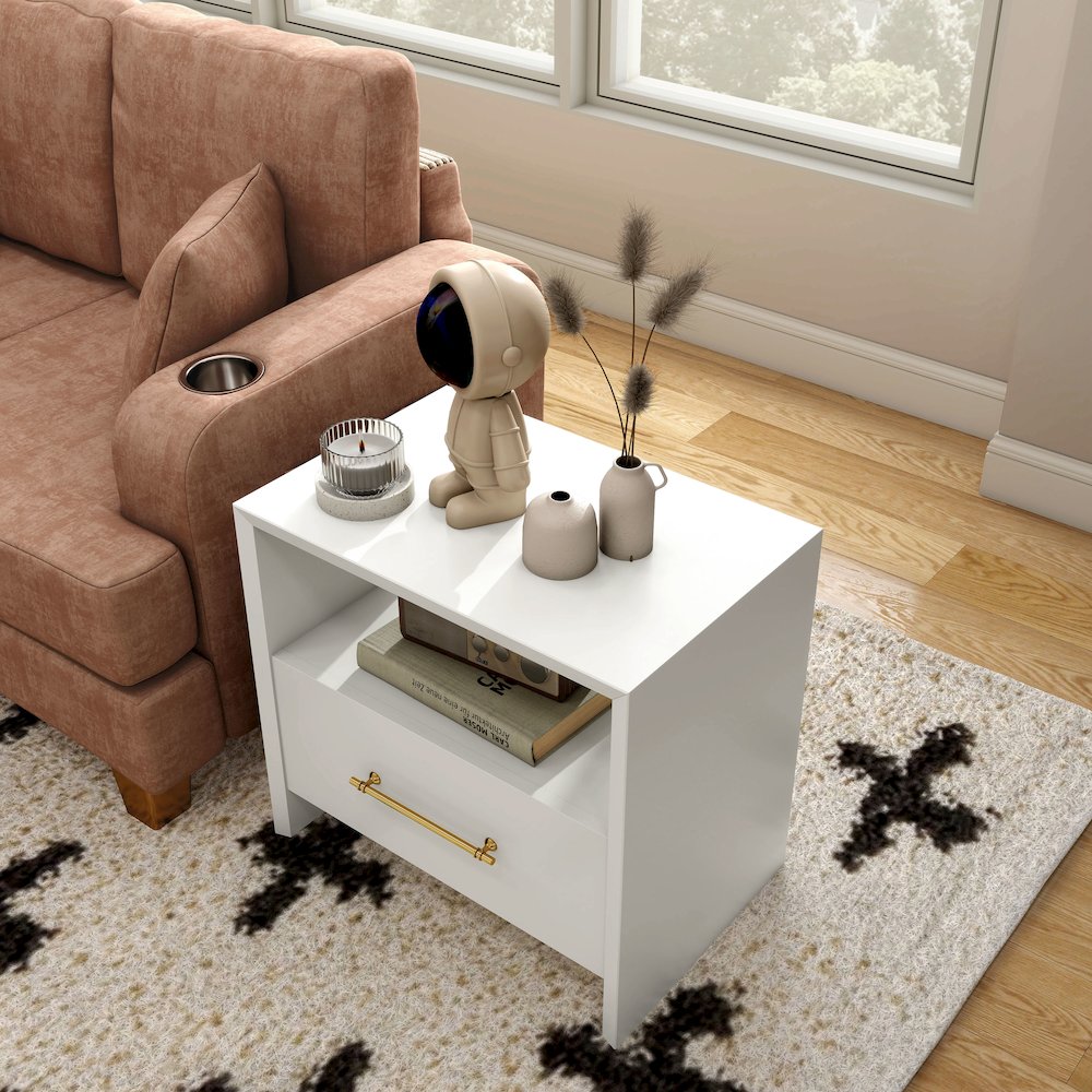 Elvora Modern Wood 1-Drawer and 1-Shelf End Table. Picture 5