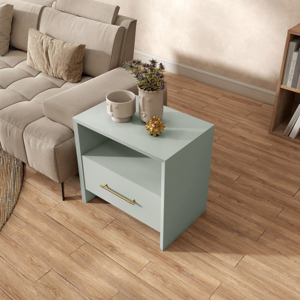 Elvora Modern Wood 1-Drawer and 1-Shelf End Table. Picture 5