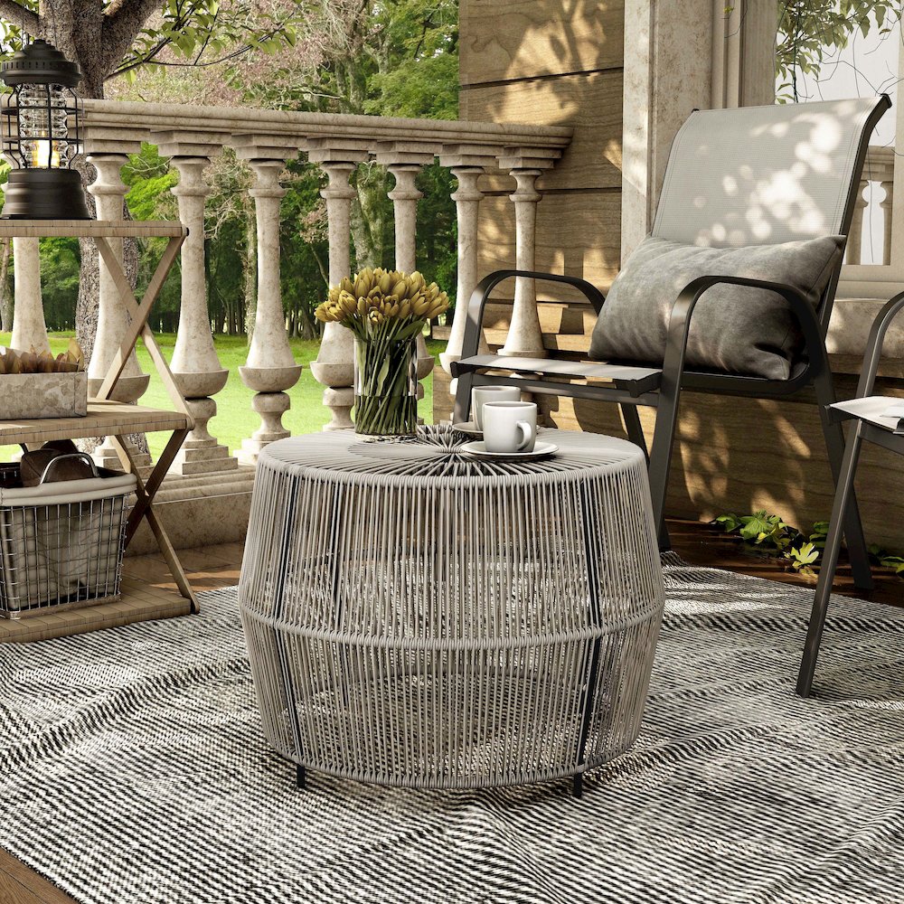 Muse & Lounge Co. Meja Wicker Round Outdoor Coffee Table. Picture 3