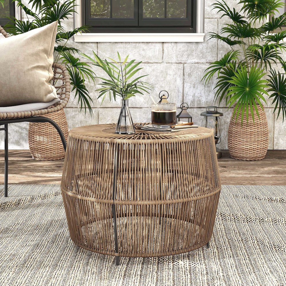 Muse & Lounge Co. Meja Wicker Round Outdoor Coffee Table. Picture 2