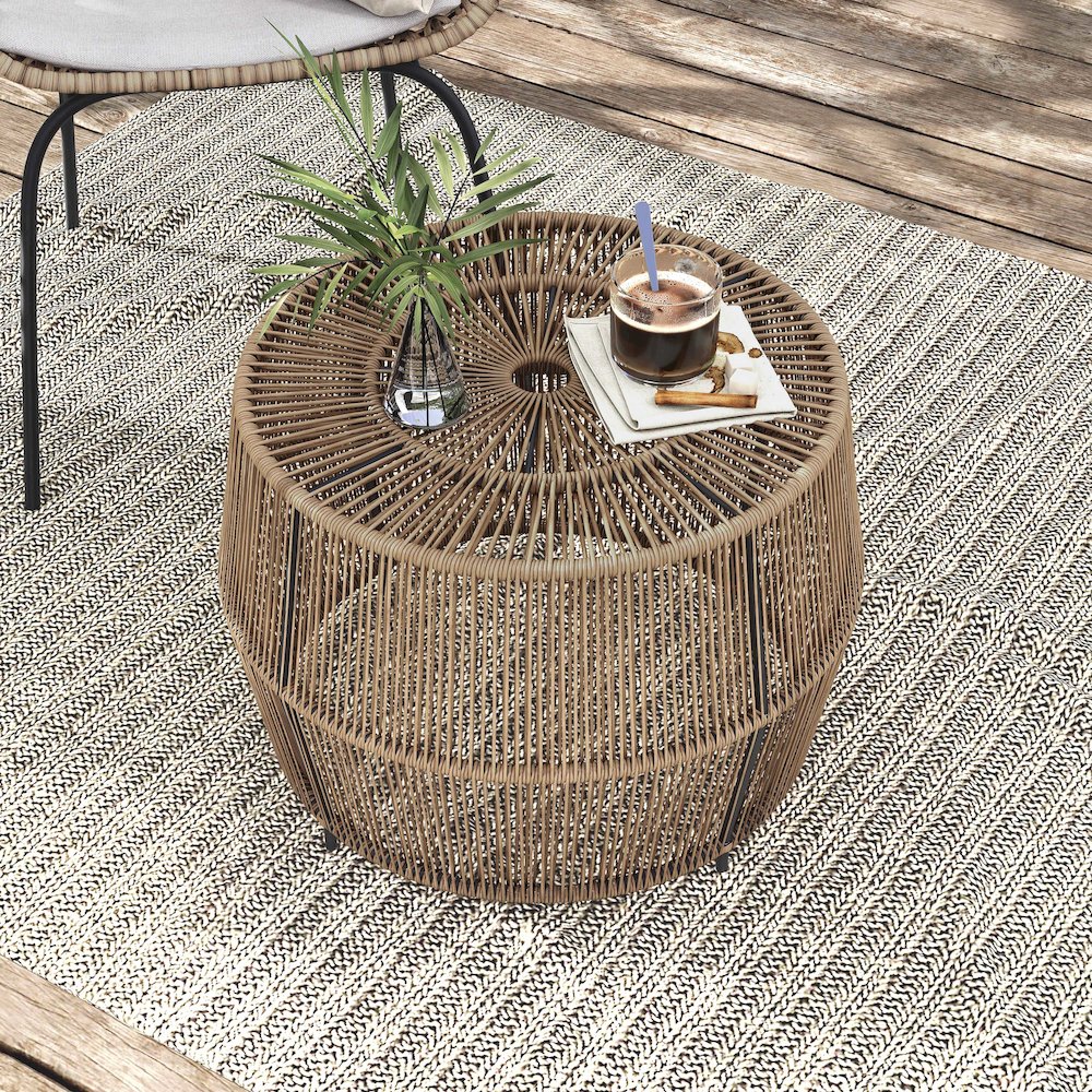 Muse & Lounge Co. Meja Wicker Round Outdoor Coffee Table. Picture 3
