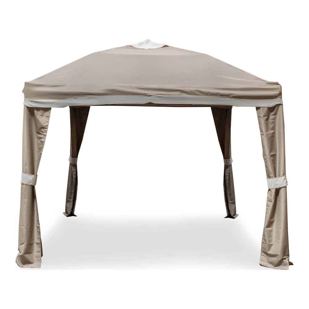 Naj 10' Pop-Up Outdoor Brown Fabric Gazebo with Wind Vent. Picture 1