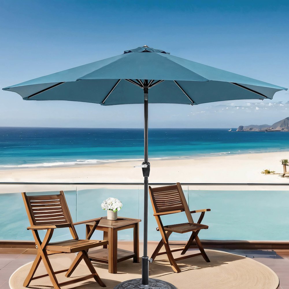 Ella 9' Outdoor Metal Round Patio Sherpa Umbrella. Picture 2