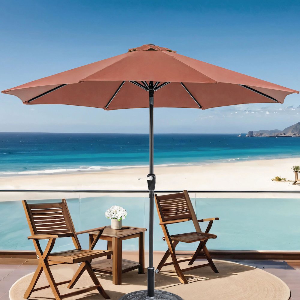 Ella 9' Outdoor Metal Round Patio Sherpa Umbrella. Picture 2