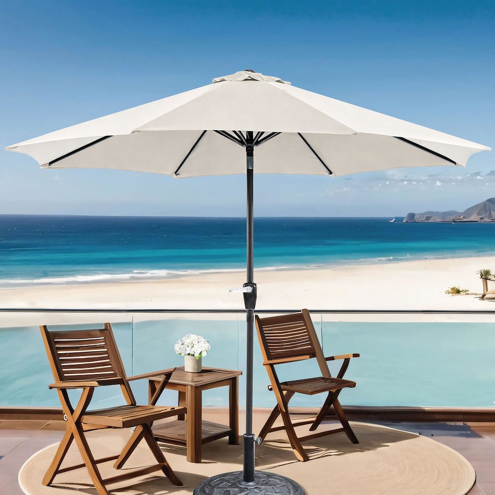 Ella 9' Outdoor Metal Round Patio Sherpa Umbrella. Picture 2