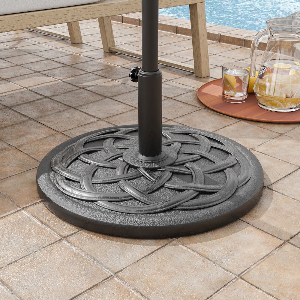 Bass Outdoor Patio Round Resin Black Umbrella Base. Picture 2