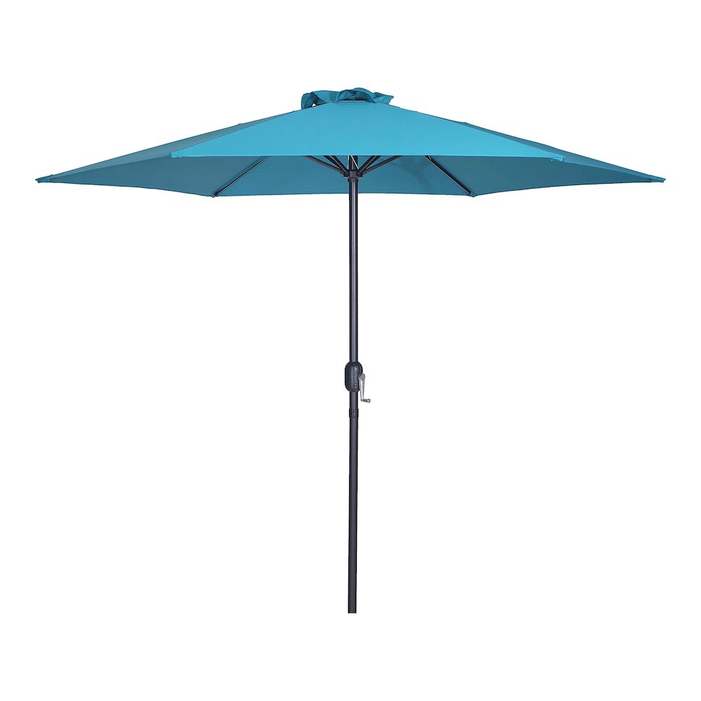 Cain Fabric 9' Outdoor Umbrella in Blue with Base Included. Picture 2