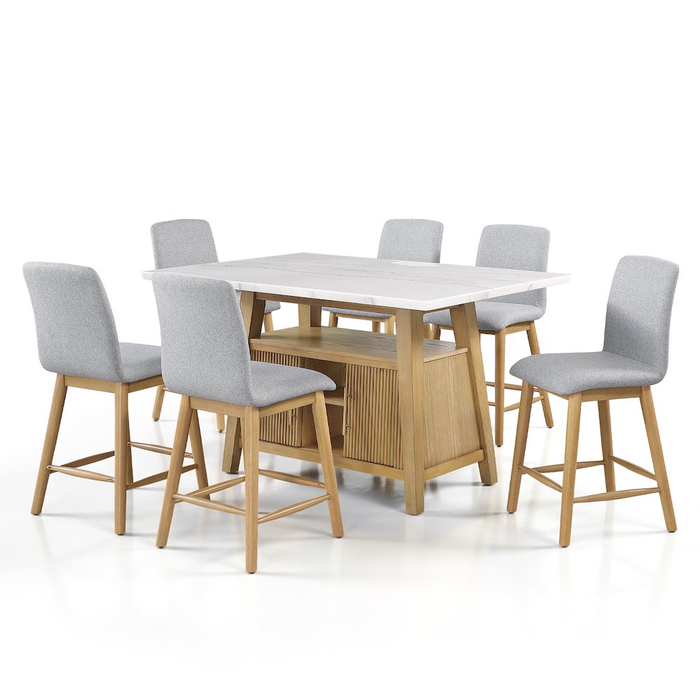 Uvian Solid Wood 7-Piece Counter Height Dining Table Set