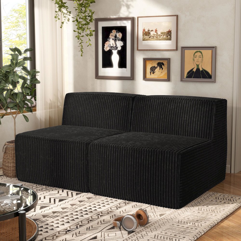 Winkler 63" Chenille Modular Armless Loveseat. Picture 3
