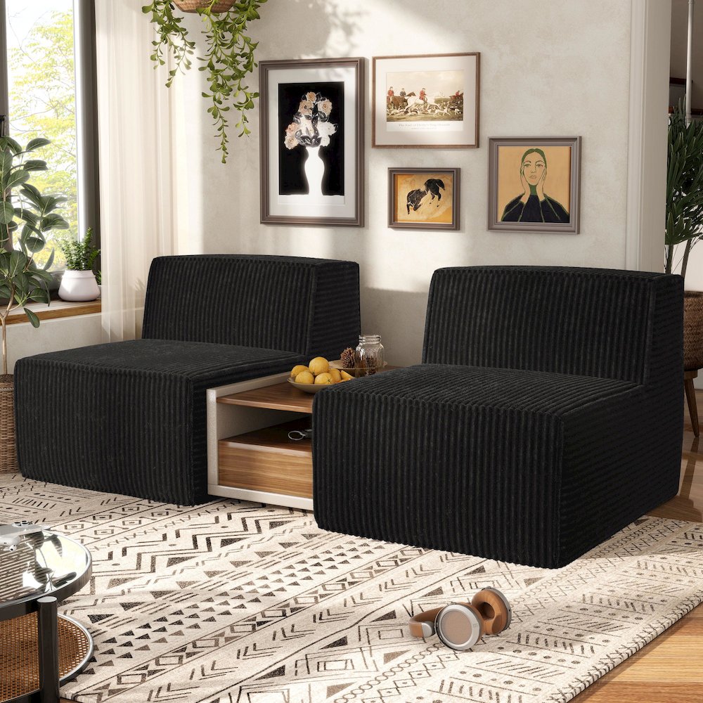 Winkler 63" Chenille Modular Armless Loveseat. Picture 4