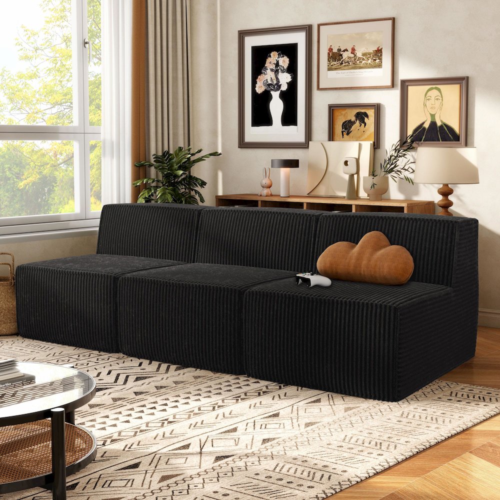 Winkler 94.5" Chenille Modular Armless Sofa. Picture 3