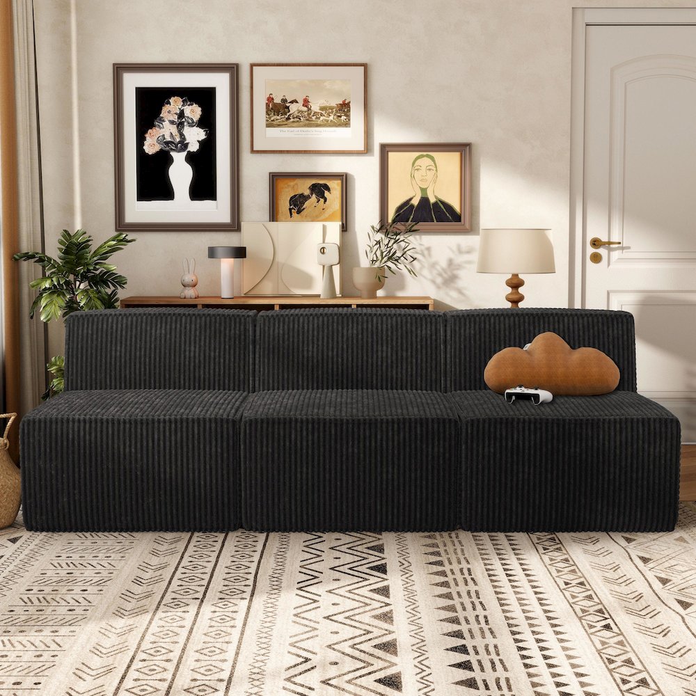 Winkler 94.5" Chenille Modular Armless Sofa. Picture 4