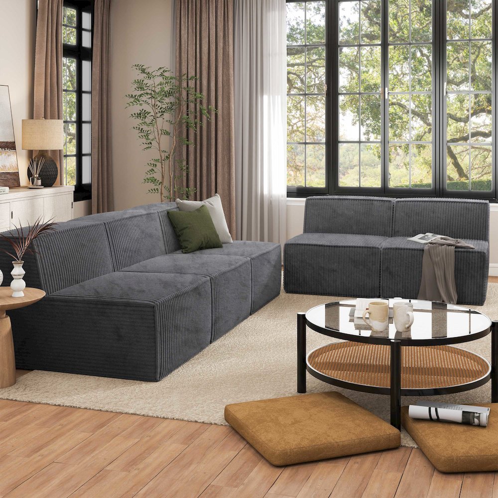 Winkler 2-Piece Chenille Modular Armless Sofa Set. Picture 4