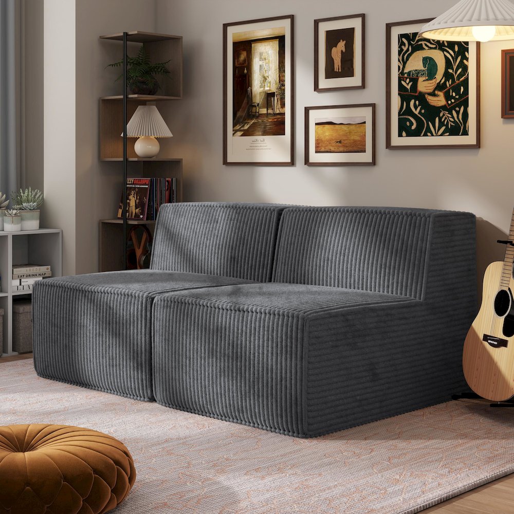 Winkler 63" Chenille Modular Armless Loveseat. Picture 3