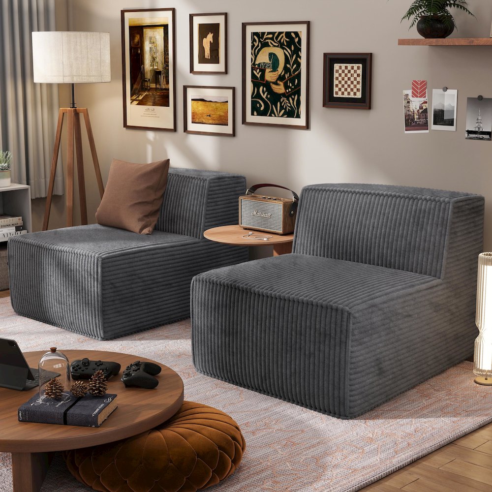 Winkler 63" Chenille Modular Armless Loveseat. Picture 4
