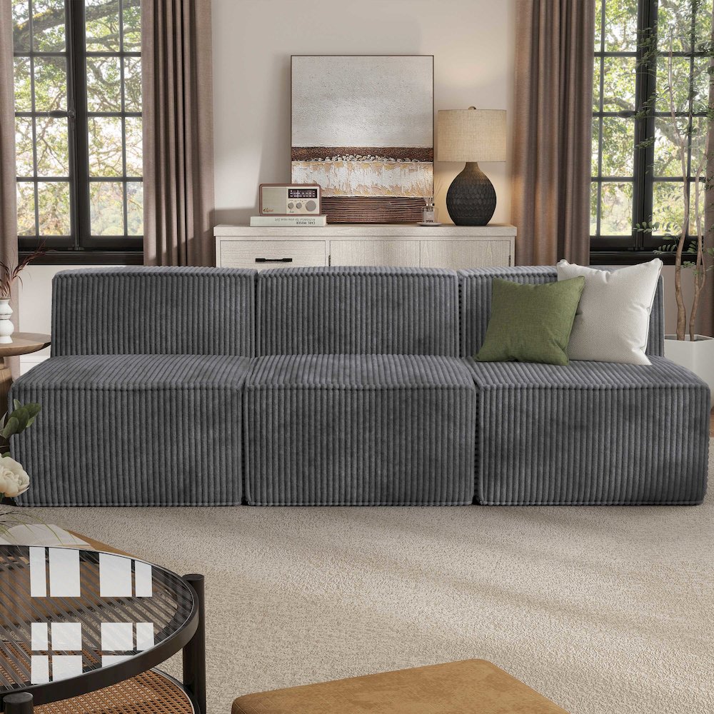 Winkler 94.5" Chenille Modular Armless Sofa. Picture 4