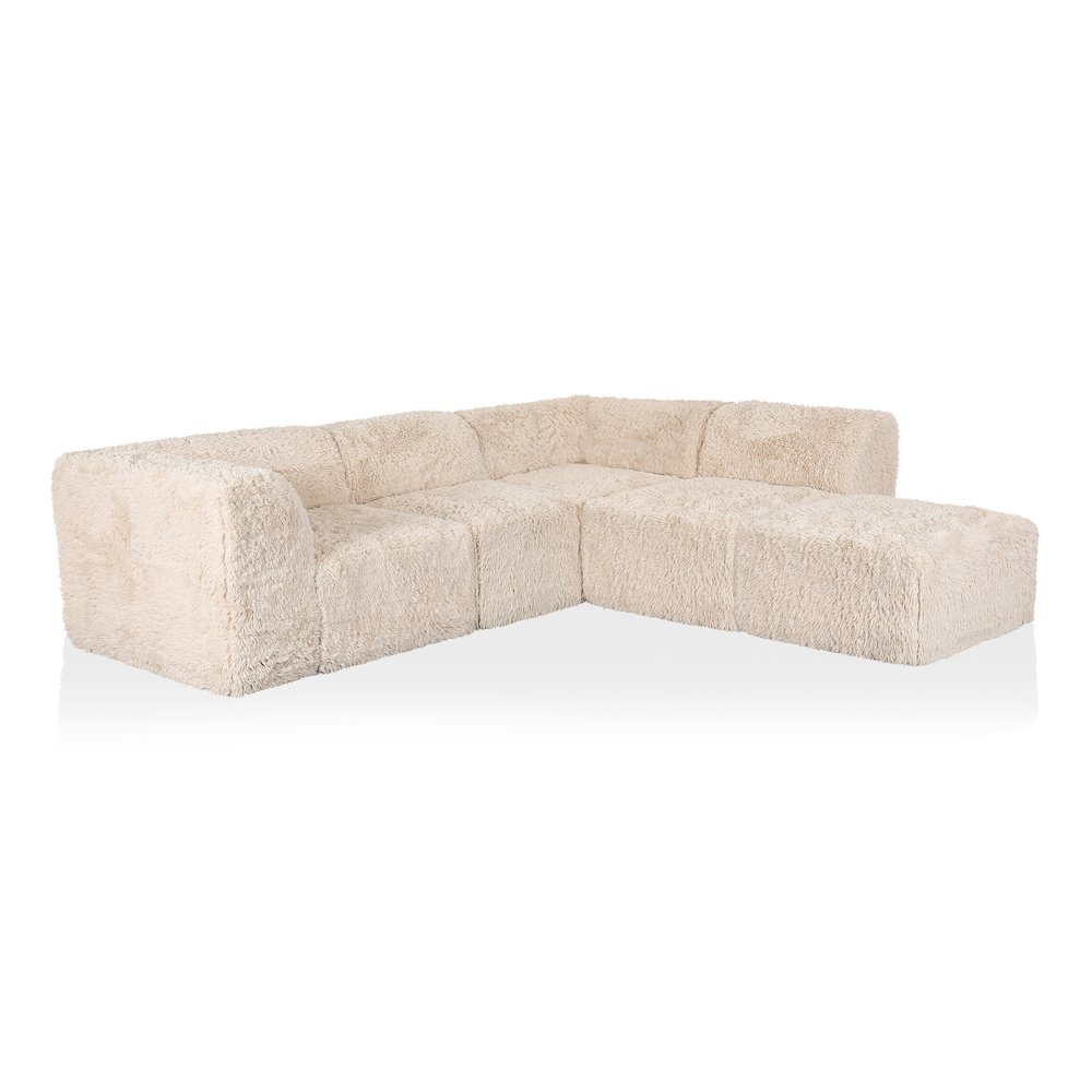 Getty 5-Piece Faux Fur Modular Sectional Sofa with Ottoman