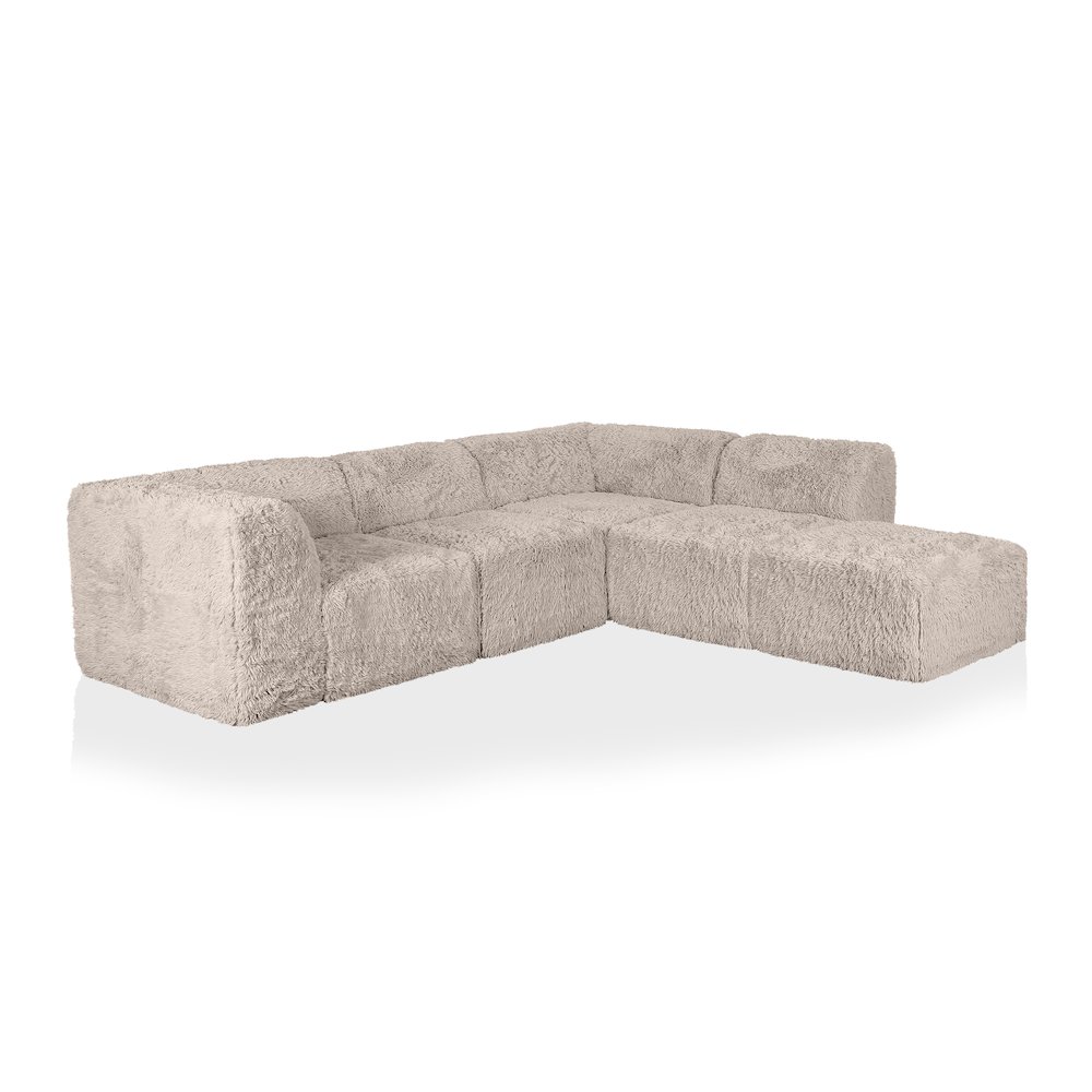 Getty 5-Piece Faux Fur Modular Sectional Sofa with Ottoman