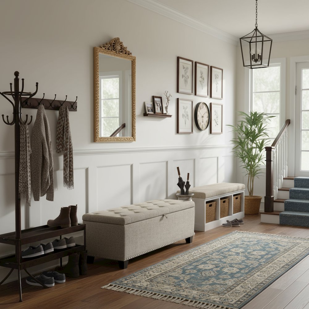 Light Brown Ottoman with Storage – Upholstered Storage Bench for Bedroom, Entry. Picture 2