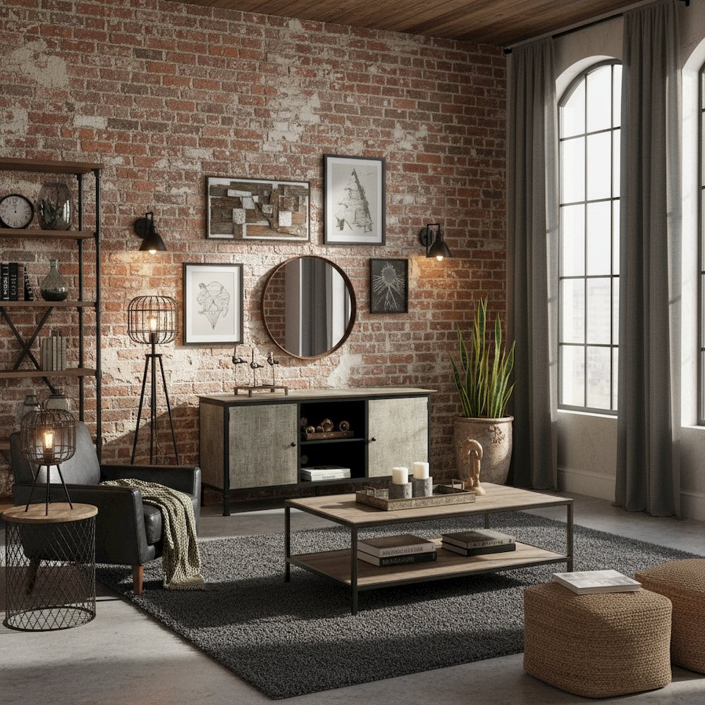 Gray Industrial TV Stand – 60 Inch Wide Entertainment Center For Living Room. Picture 3
