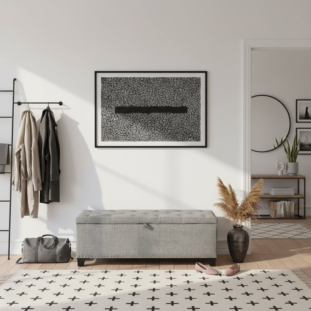 Gray Ottoman with Storage – Upholstered Storage Bench for Bedroom, Entry. Picture 3