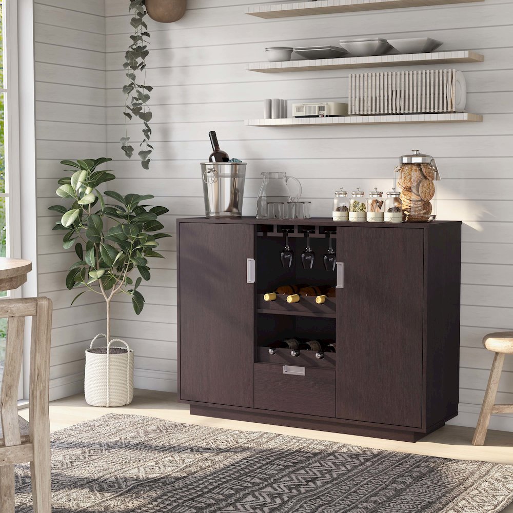 Porter Contemporary Wood Multi-Storage Buffet in Espresso. Picture 3