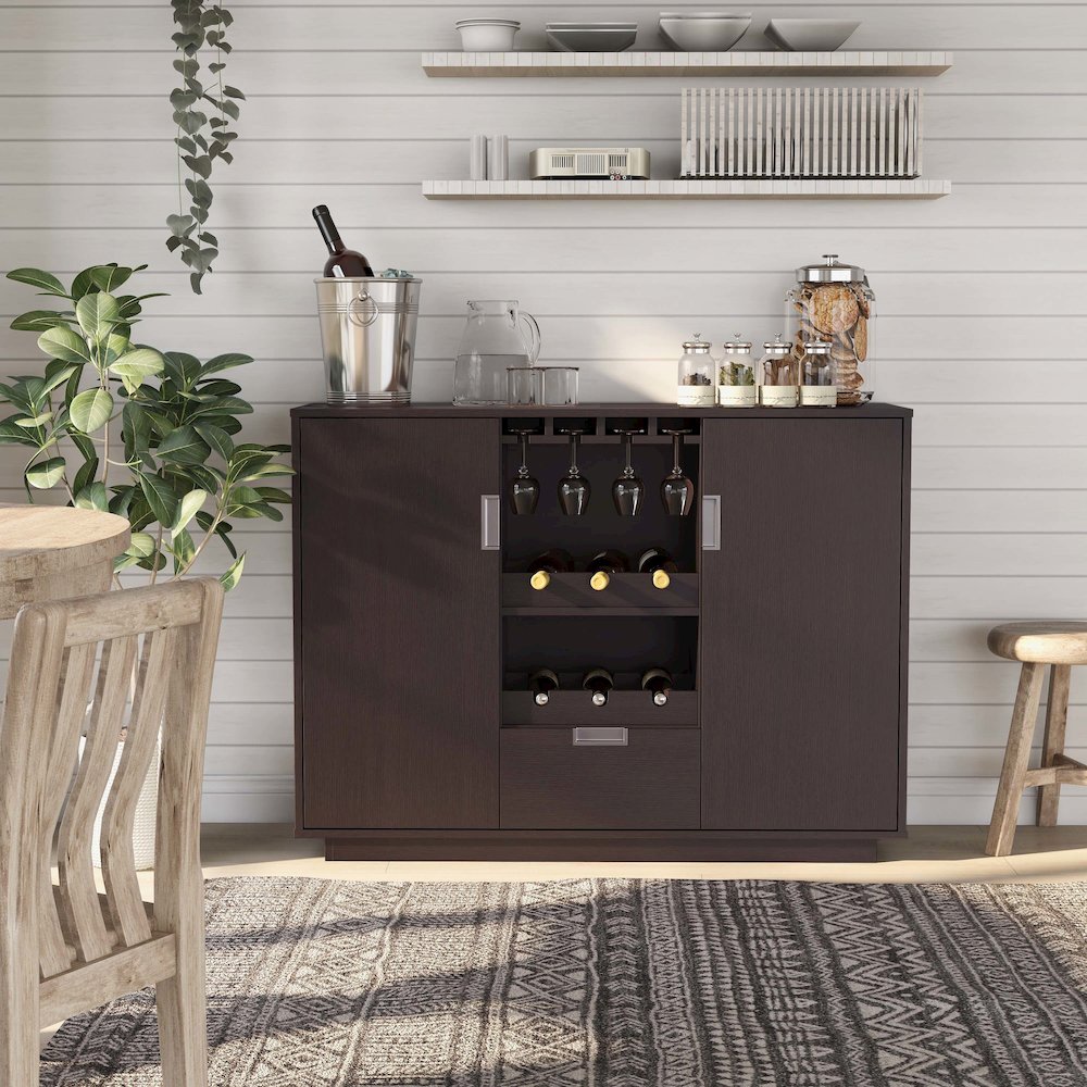 Porter Contemporary Wood Multi-Storage Buffet in Espresso. Picture 4