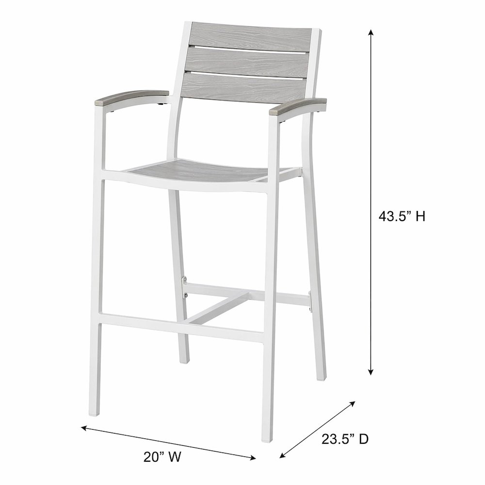Aluminum Outdoor Patio Bar Stool with Armrests and Cushioned Seat. Picture 6