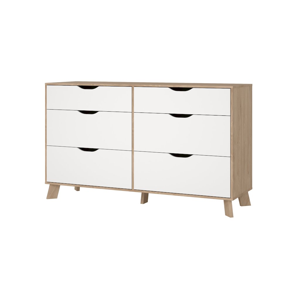 Ikast 6 Drawer Double Dresser, Jackson Hickory/White. Picture 6