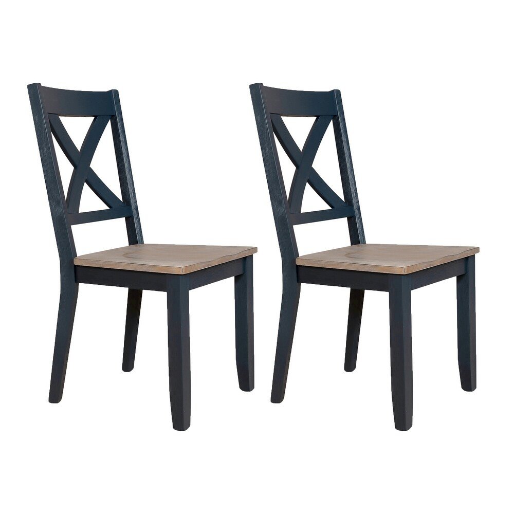 Lakeshore X Back Side Chair- Navy (RTA)- Set of 2 in White, Navy. Picture 1