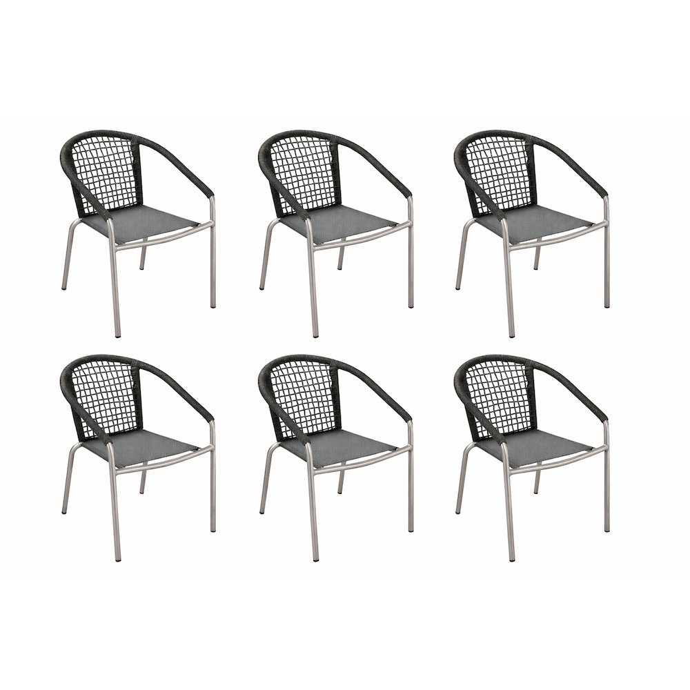 Chelsea 6 Dining Chairs Slate In Aluminum, Rope. Picture 2