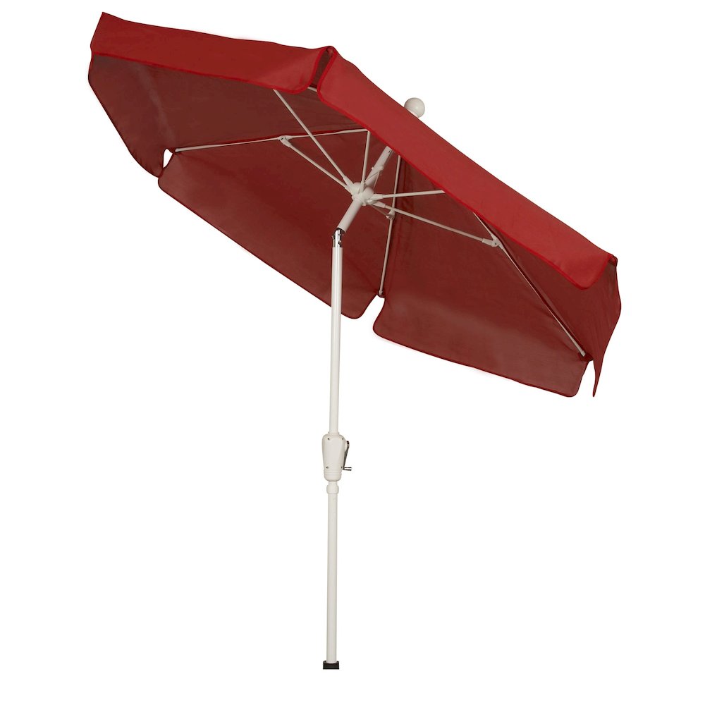 7.5' Hex Garden Tilt Umbrella 6 Rib Crank In Red Vinyl Coated Weave. Picture 1
