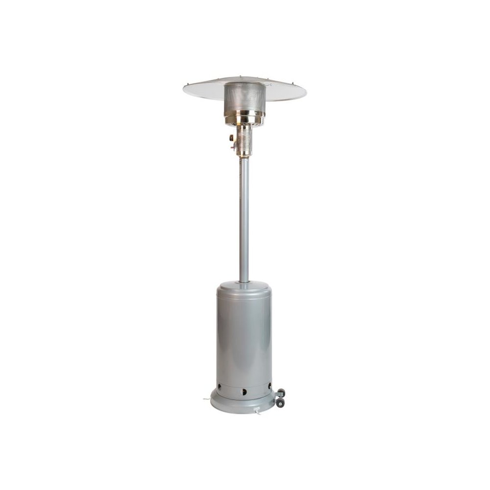 Patio Outdoor Heating-Silver Stainless Steel 40,000 BTU Propane Heater with Wheels for Commercial & Residential Use-7.5 Feet Tall. Picture 1