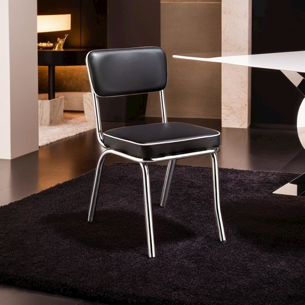 Stylish Black and Chrome Dining Chairs Inspired by Retro Diner Design. Picture 2