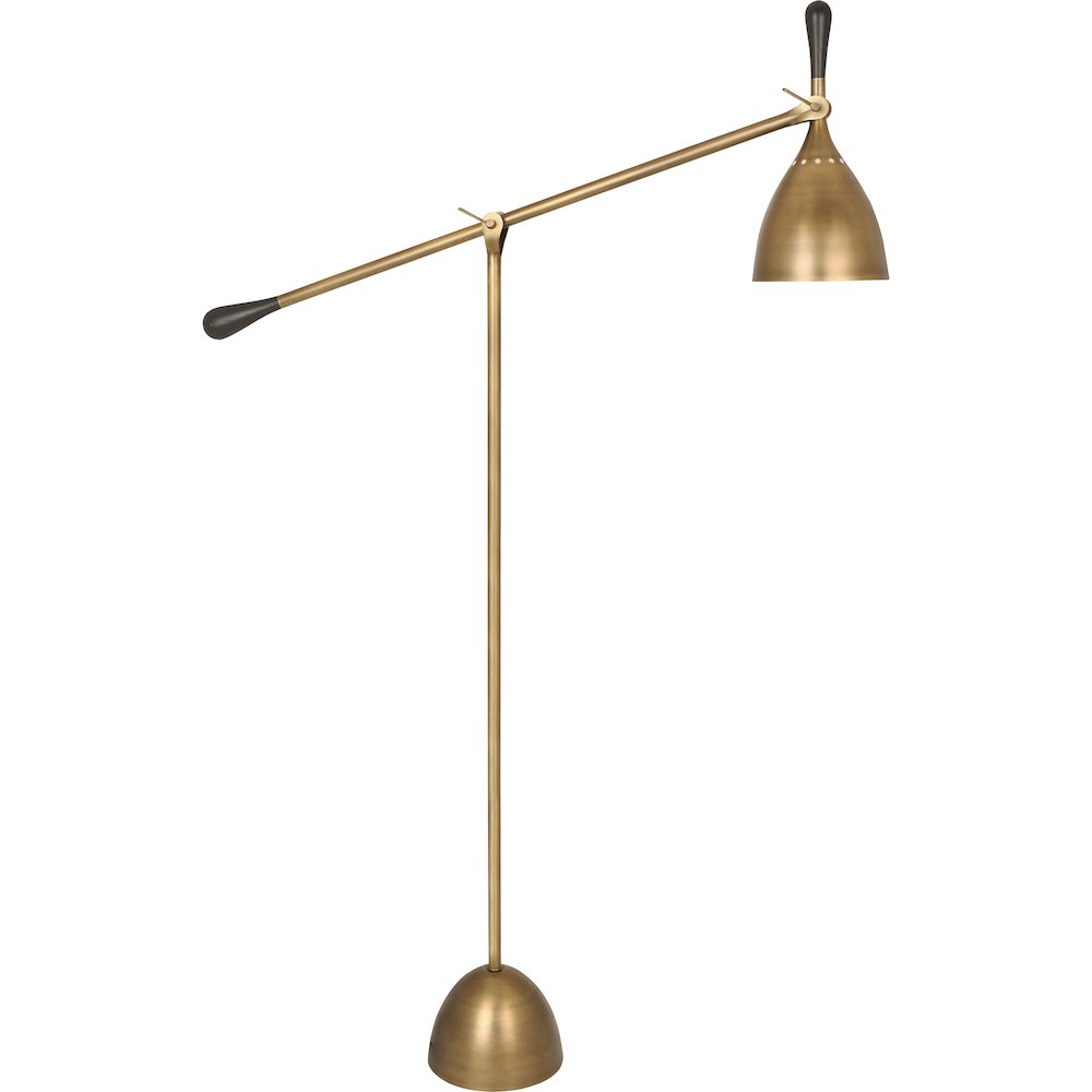 Ledger Floor Lamp in Warm Brass Color. Picture 1