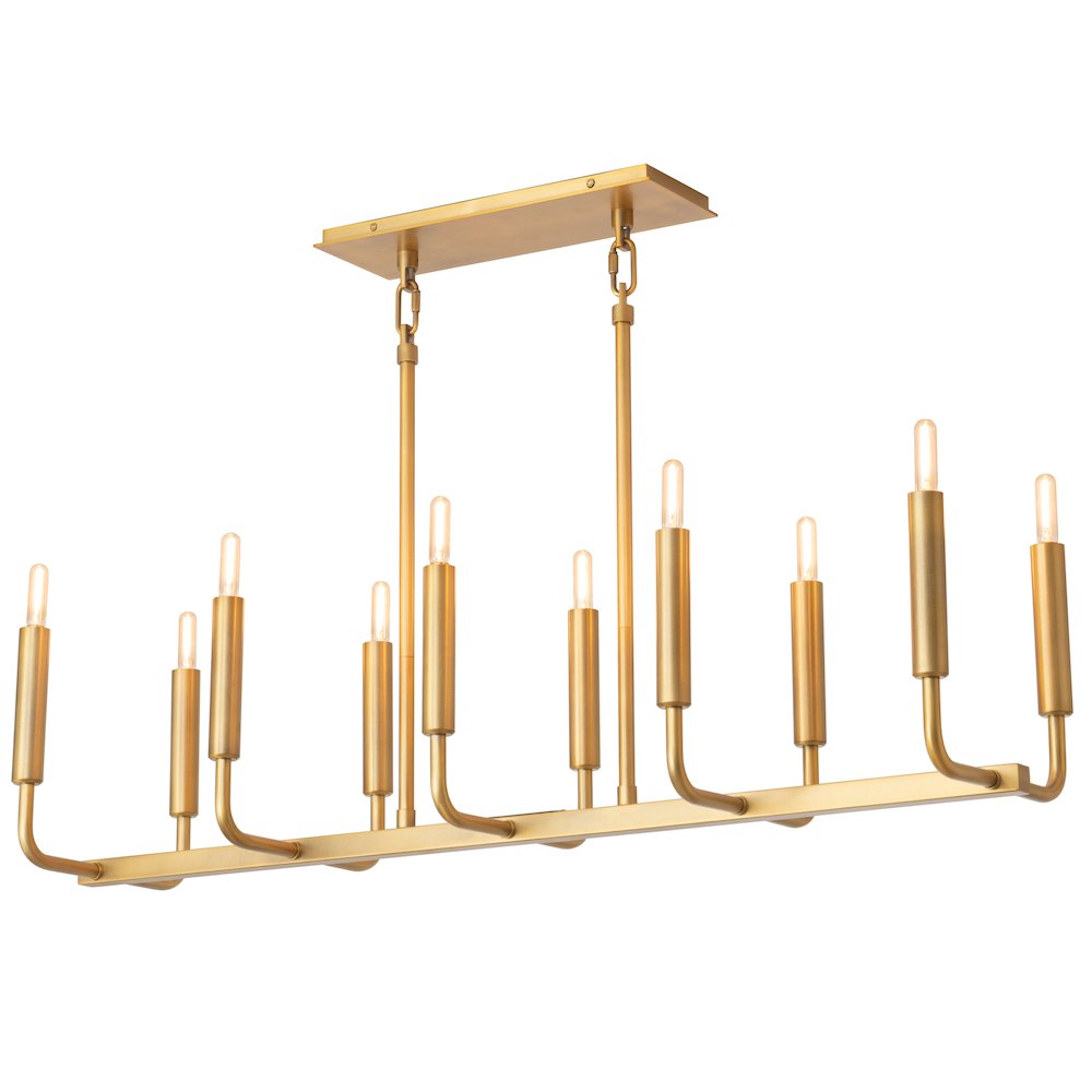 Mavisten Edition Carbonia Chandelier in Lacquered Burnished Brass Color. Picture 1