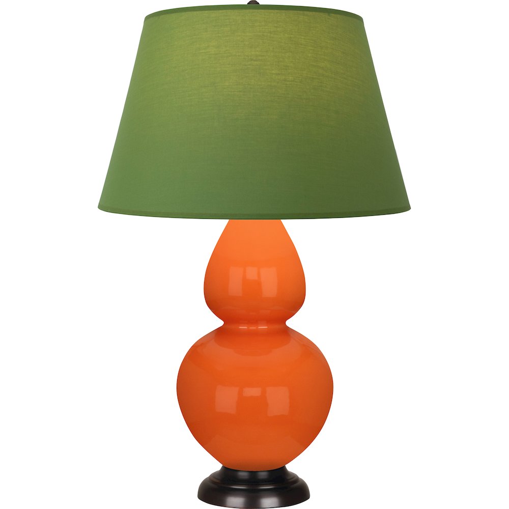 Pumpkin Double Gourd Table Lamp in Pumpkin Glazed Ceramic Color. Picture 1