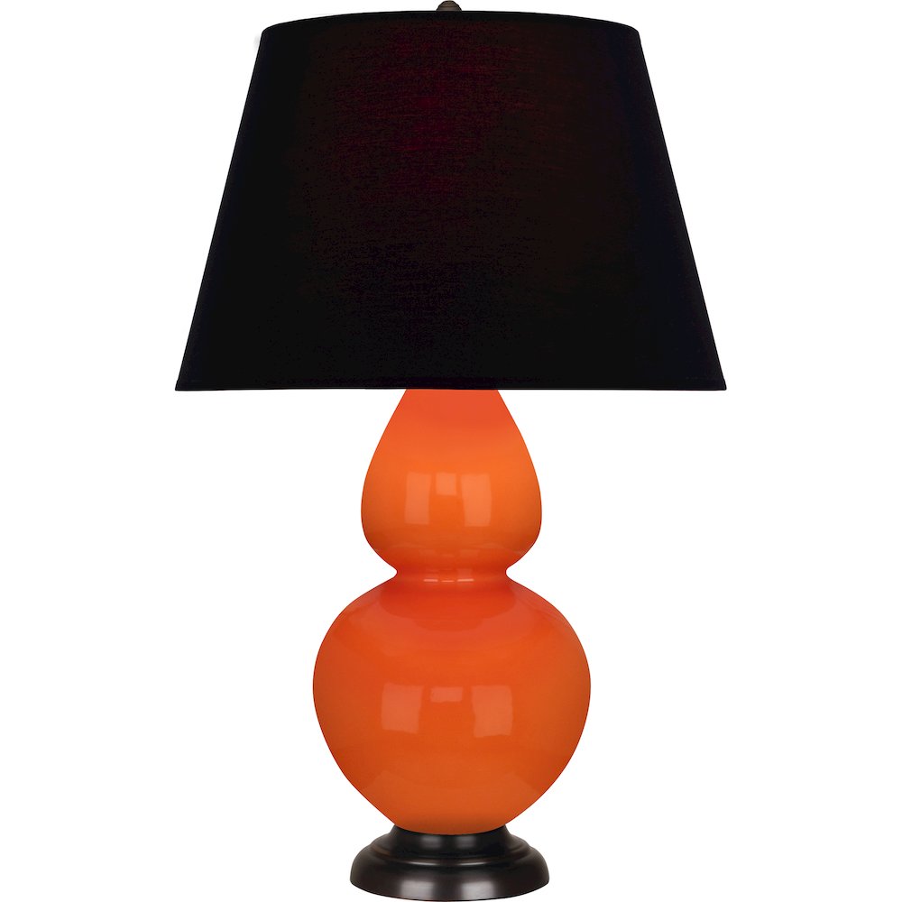 Pumpkin Double Gourd Table Lamp in Pumpkin Glazed Ceramic Color. Picture 1