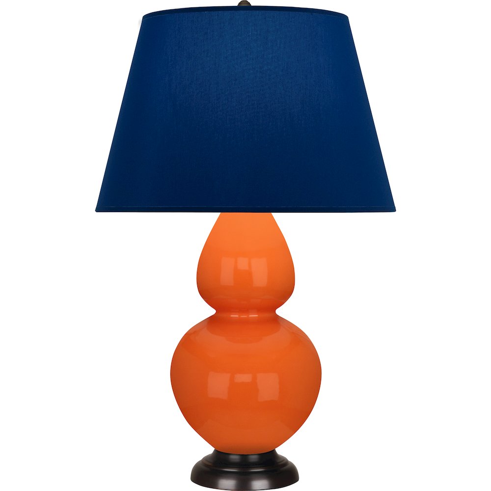 Pumpkin Double Gourd Table Lamp in Pumpkin Glazed Ceramic Color. Picture 1