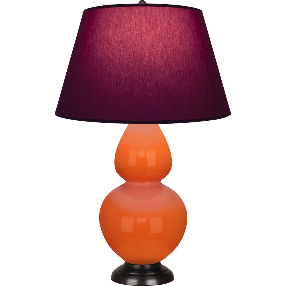 Pumpkin Double Gourd Table Lamp in Pumpkin Glazed Ceramic Color. Picture 1