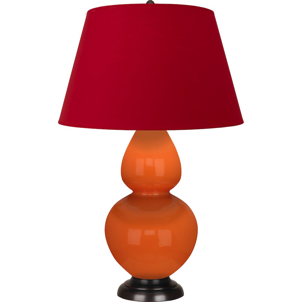 Pumpkin Double Gourd Table Lamp in Pumpkin Glazed Ceramic Color. Picture 1