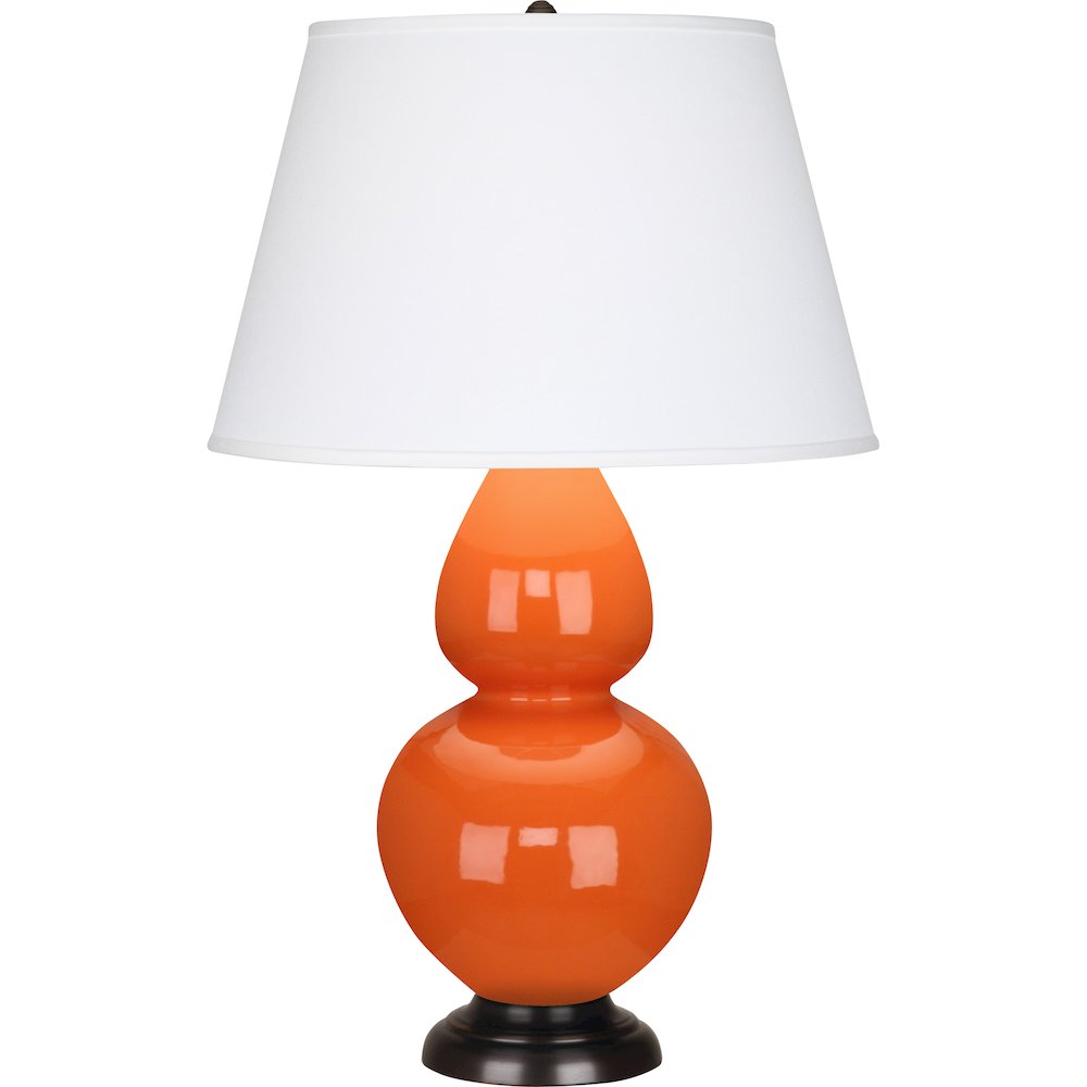 Pumpkin Double Gourd Table Lamp in Pumpkin Glazed Ceramic Color. Picture 1
