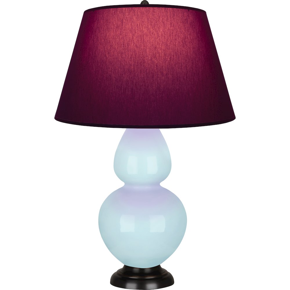 Baby Blue Double Gourd Table Lamp in Baby Blue Glazed Ceramic Color. Picture 1