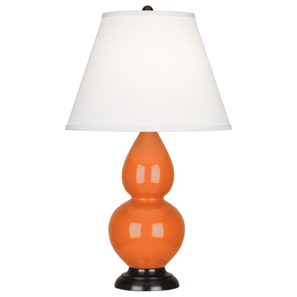 Pumpkin Small Double Gourd Accent Lamp in Pumpkin Glazed Ceramic Color. Picture 1