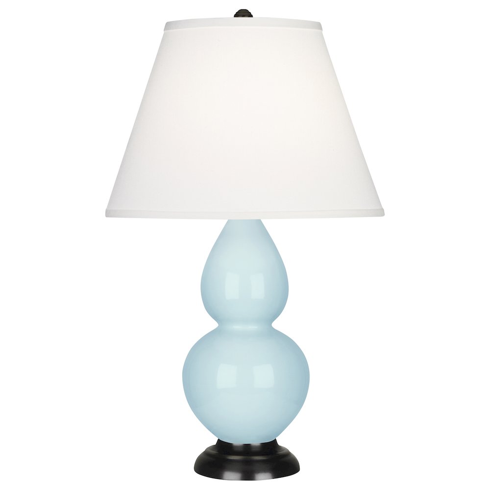Baby Blue Small Double Gourd Accent Lamp in Baby Blue Glazed Ceramic Color. Picture 1