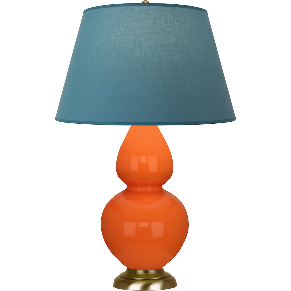 Pumpkin Double Gourd Table Lamp in Pumpkin Glazed Ceramic Color. Picture 1