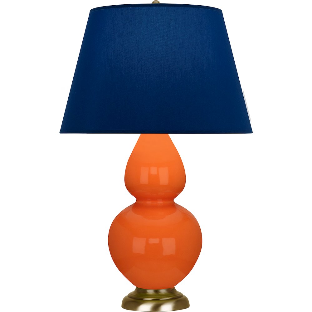 Pumpkin Double Gourd Table Lamp in Pumpkin Glazed Ceramic Color. Picture 1