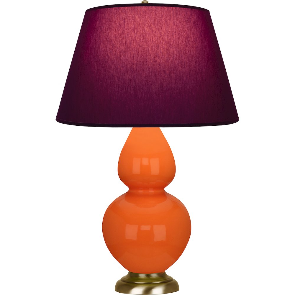Pumpkin Double Gourd Table Lamp in Pumpkin Glazed Ceramic Color. Picture 1